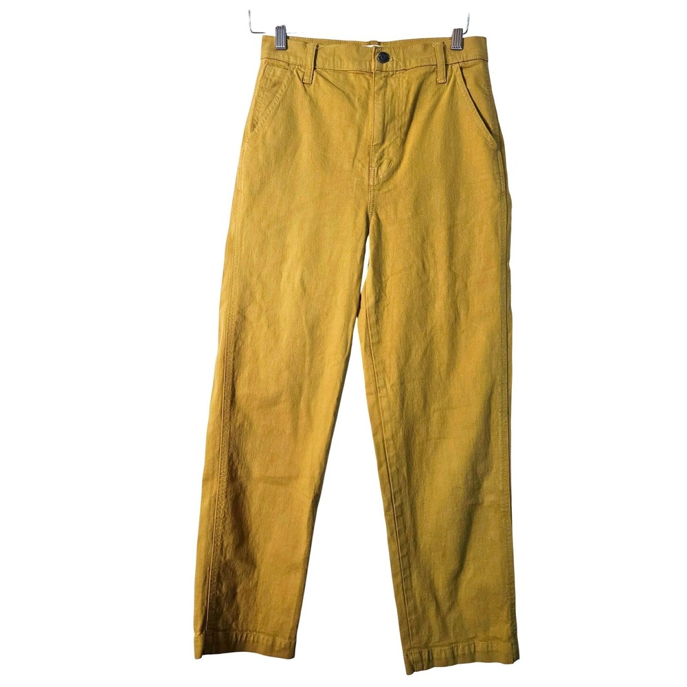 Madewell Womens 26 High Rise‎ Tapered Jeans Mustard Yellow Cotton Twill Utility